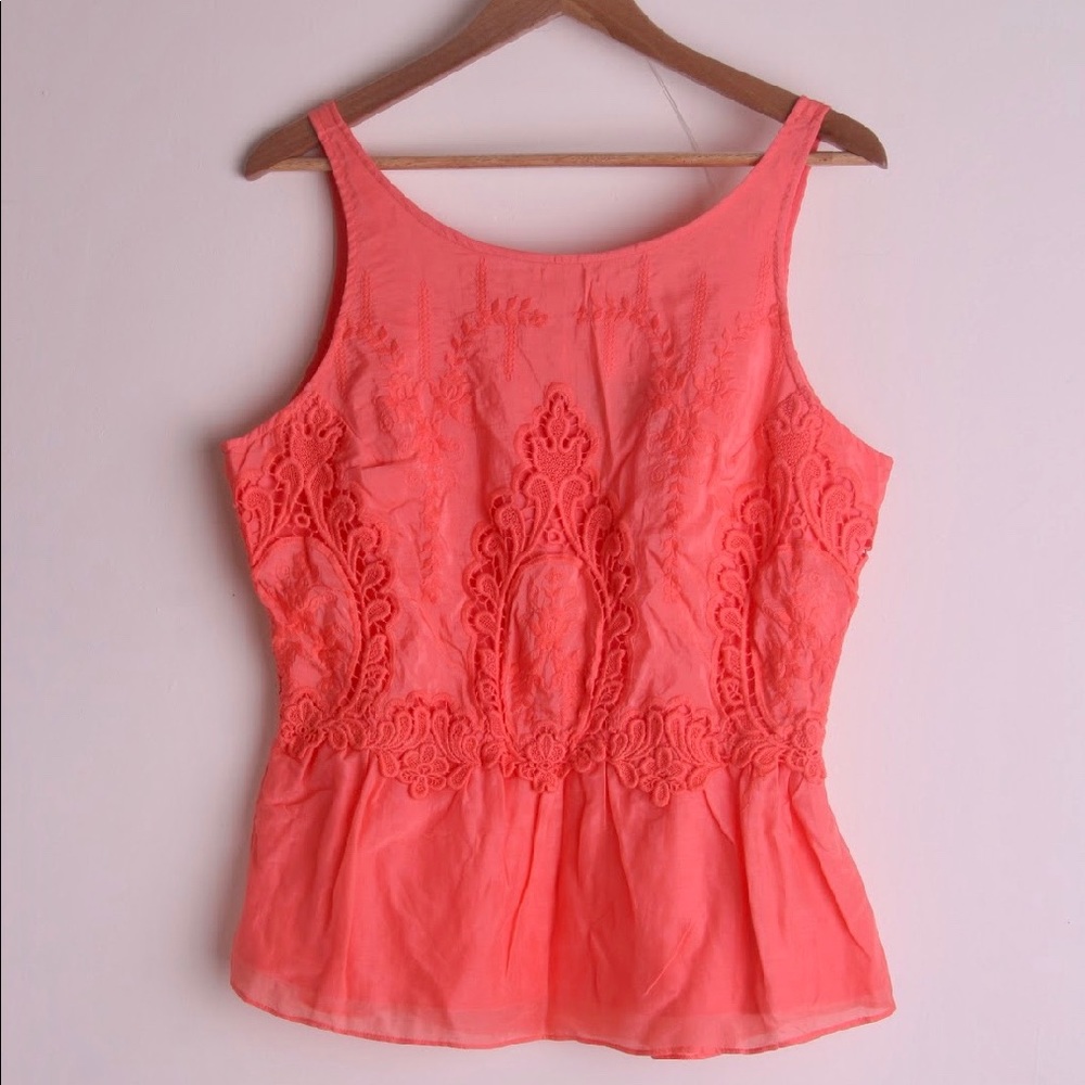 Dolce Vita Coral Lace Peplum Tank Top